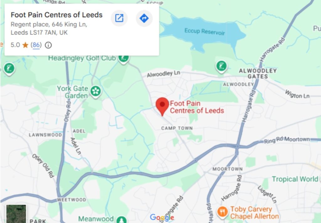 screenshot of google maps showing our location in Alwoodley