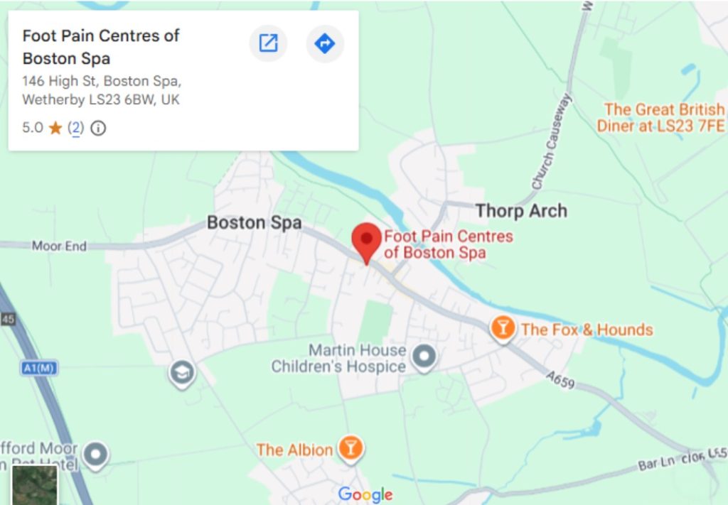 screenshot of google maps showing our location in bostion spa