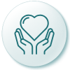 Wellbeing heart-hands icon